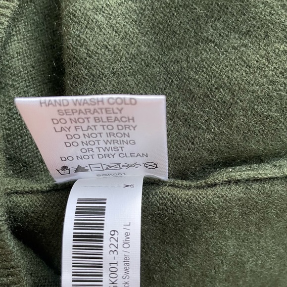 Quince 100% Mongolian Cashmere Crewneck Sweater Olive Green Size Large NEW - Picture 9 of 9